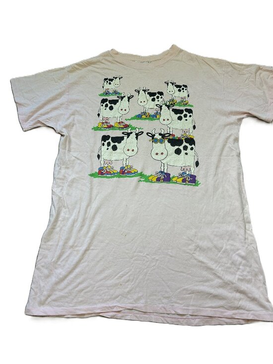 Freestyle Tops - Free Style Vintage Cow Single Stitch T Shirt OS Pink (flaws)